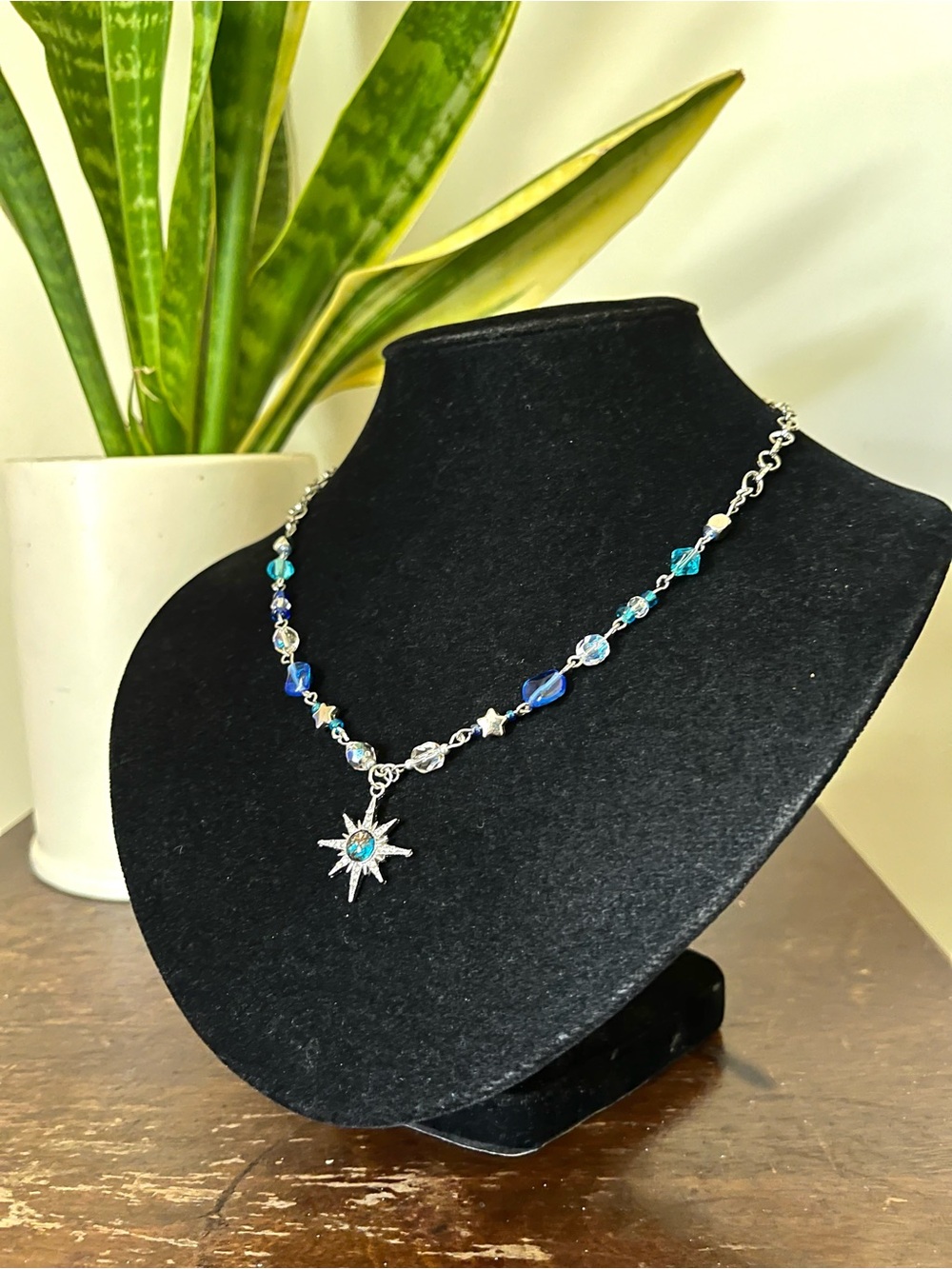 Handmade Blue & Silver Celestial Necklace